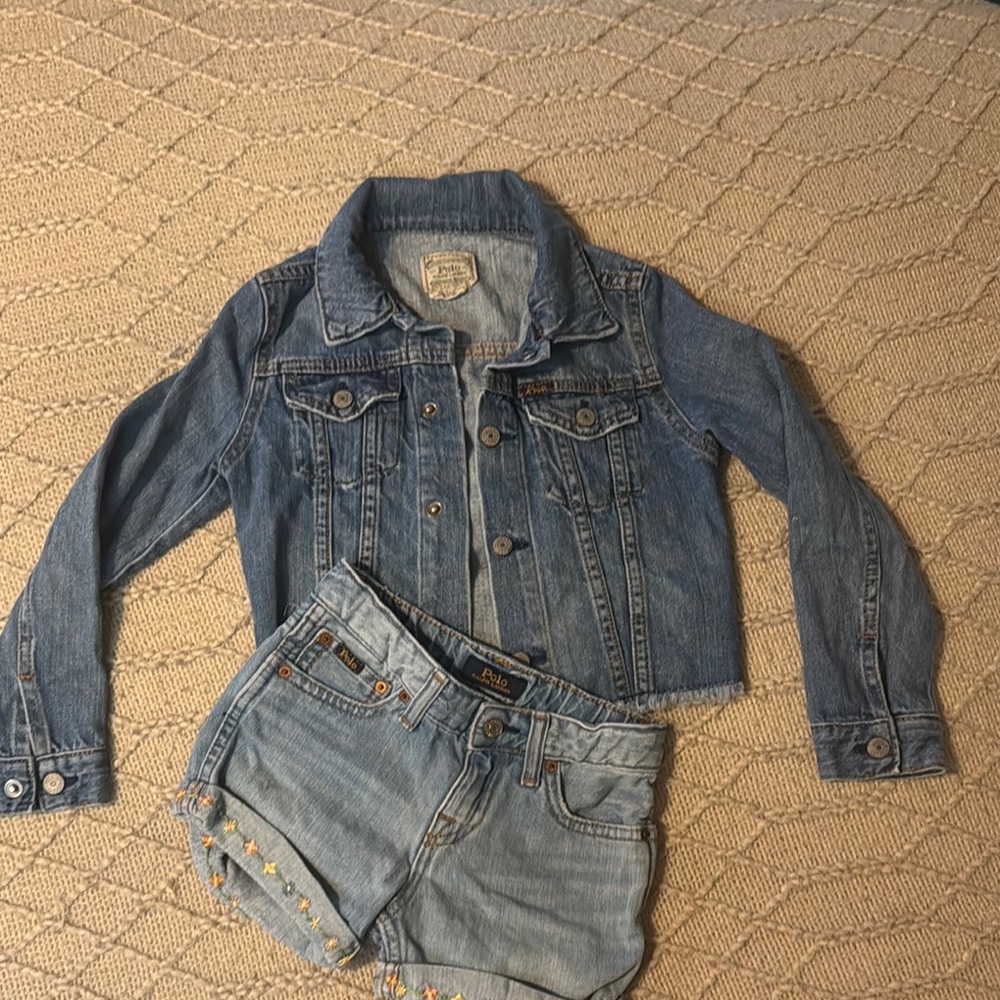 RALPH LAUREN Blue Denim Jacket and Shorts Set (Gently worn)GOOD DEALS!